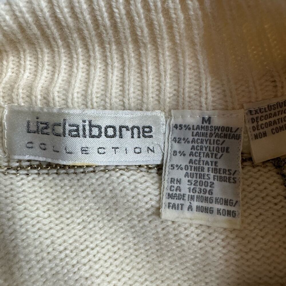 Liz Claiborne Womens Sz M Vintage Wool Blend Oversized Mock Neck Sweater - Picture 4 of 6